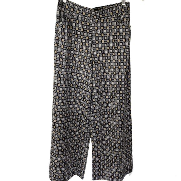 2/$30 Isaac Mizrahi Wide Leg Pants Women S TALL Gray‎ Geometric Pocket NWOT - Picture 1 of 4
